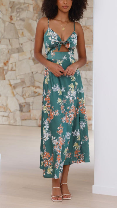 SATIN BLOMSTRET KJOLLE