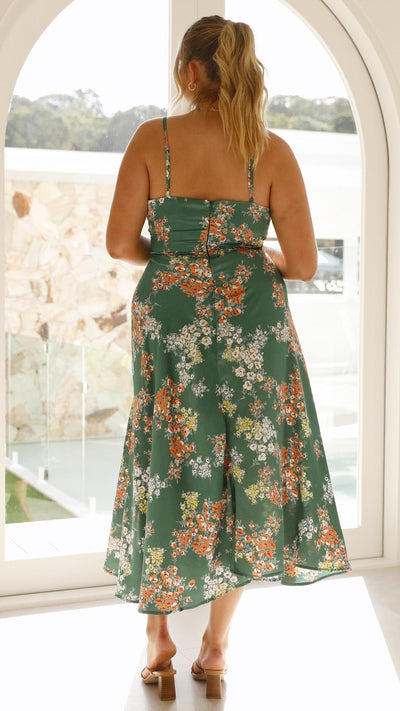 SATIN BLOMSTRET KJOLLE