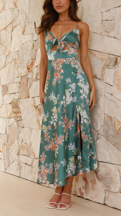 SATIN BLOMSTRET KJOLLE