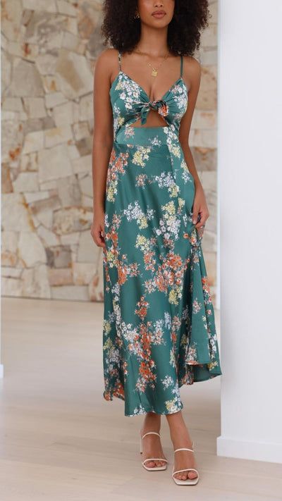 SATIN BLOMSTRET KJOLLE