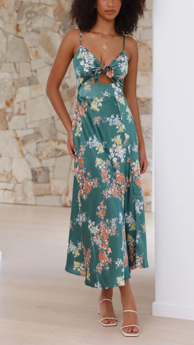 SATIN BLOMSTRET KJOLLE