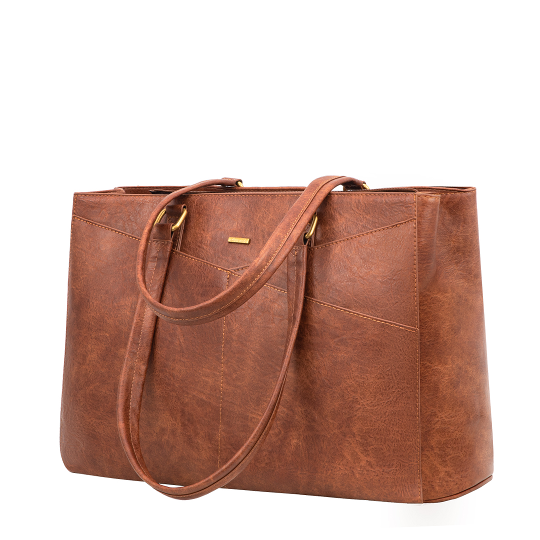 Elegant Borsa Tote i Lilla Læder til Laptop