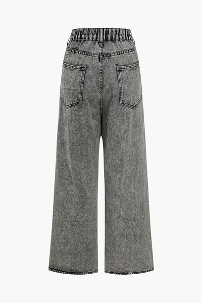 Lara | Denim Jeans Med brede ben og unikke asymmetriske detaljer Bukser Dame