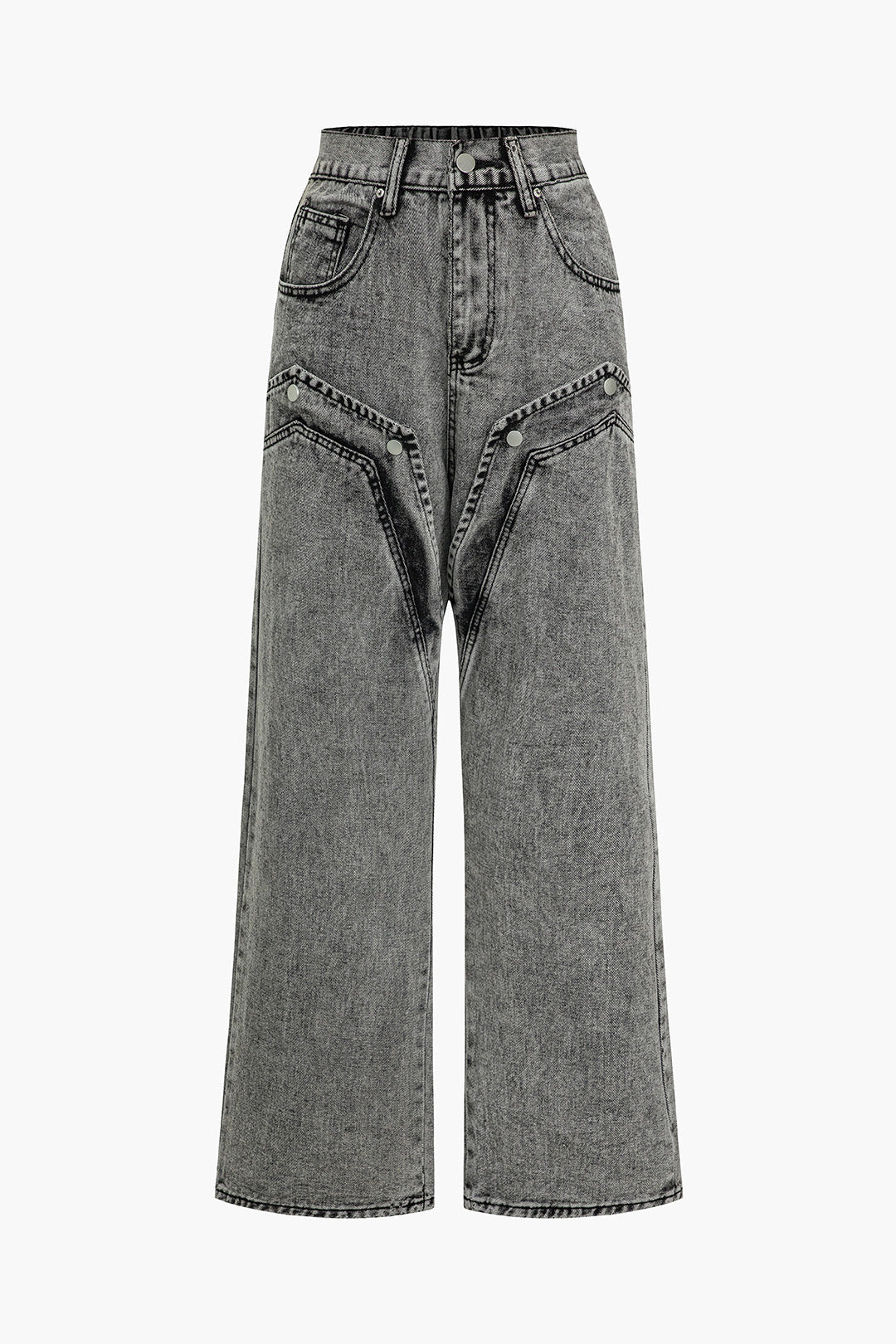 Lara | Denim Jeans Med brede ben og unikke asymmetriske detaljer Bukser Dame