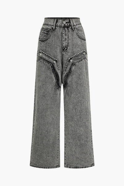 Lara | Denim Jeans Med brede ben og unikke asymmetriske detaljer Bukser Dame