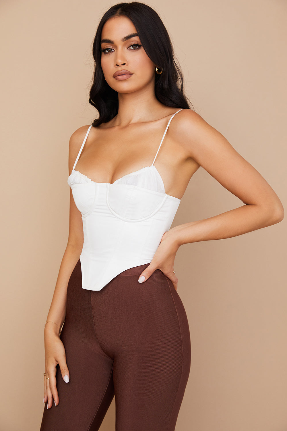 Eliza | Elegant Hvid Bustier Top med Fine Stropper Corset Dame