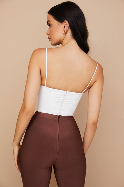 Eliza | Elegant Hvid Bustier Top med Fine Stropper Corset Dame