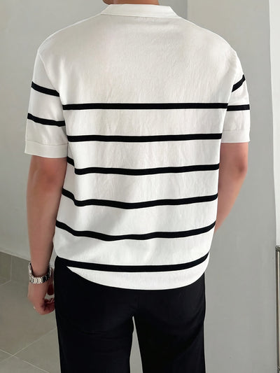 Robert | Klassisk stribet polo til mænd – kortærmet poloshirt i bomuld