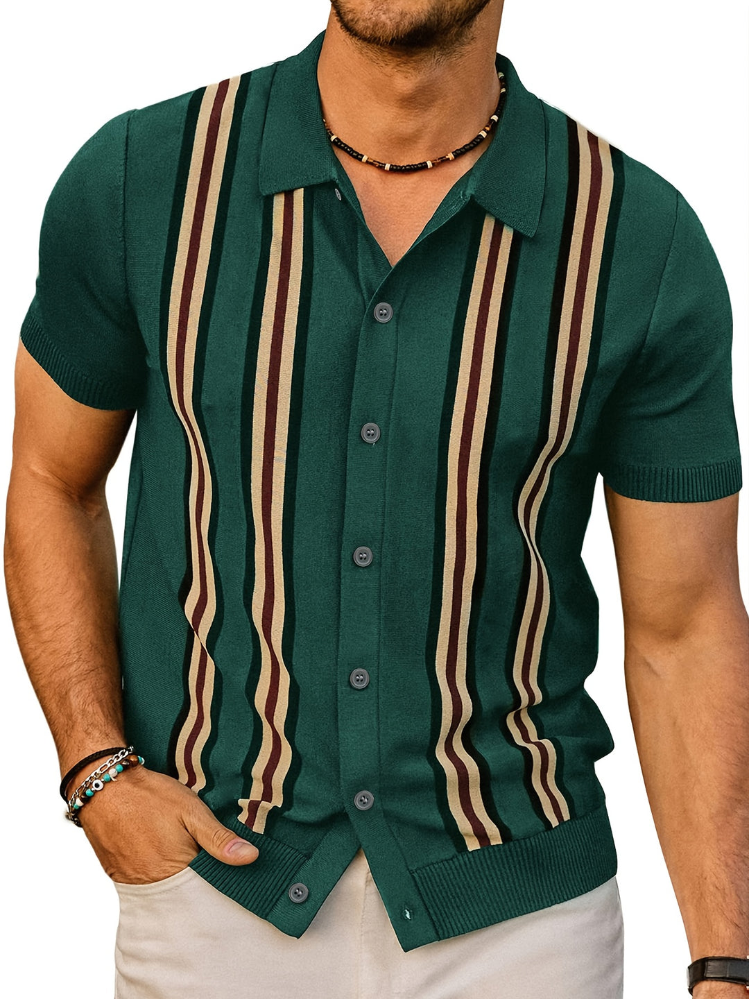 Trevor | Casual herre skjorte med knapper – åndbar kortærmet skjorte