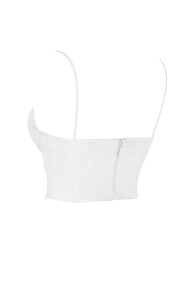 Eliza | Elegant Hvid Bustier Top med Fine Stropper Corset Dame