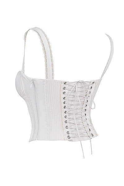 Beate | Hvid Snøret Korset Top Til Kvinder Corset Dame