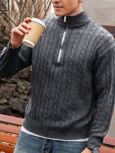 Alex | Herre zip-up sweater – varm striktrøje til mænd
