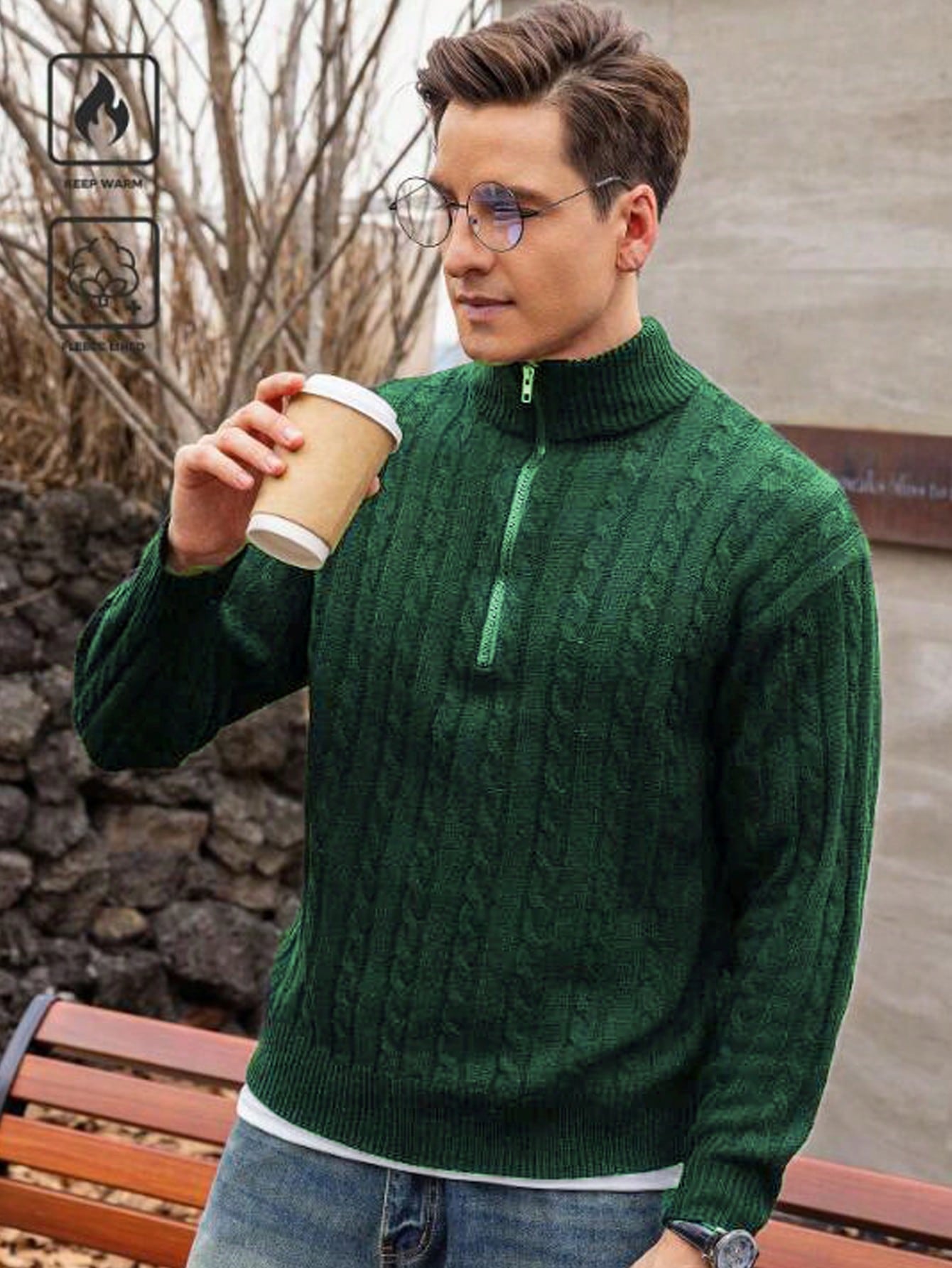 Alex | Herre zip-up sweater – varm striktrøje til mænd