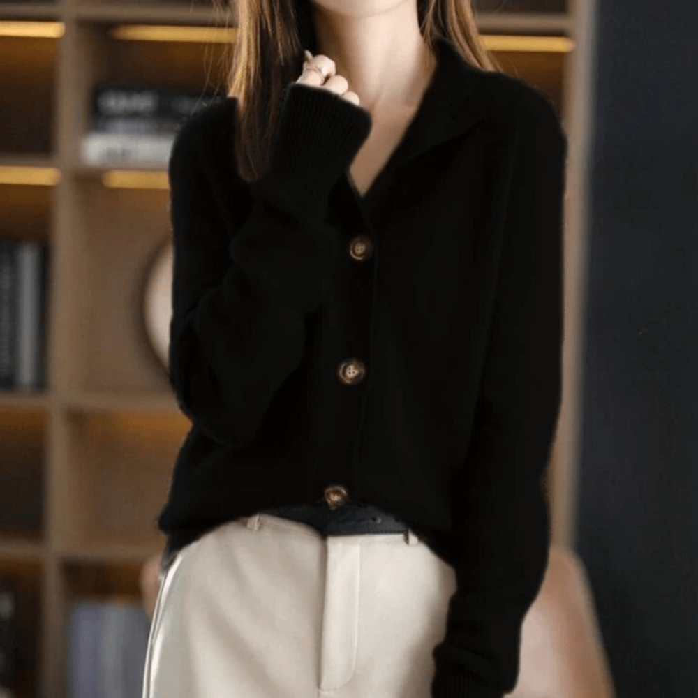 Elegant strikket cardigan med knapper til kvinder