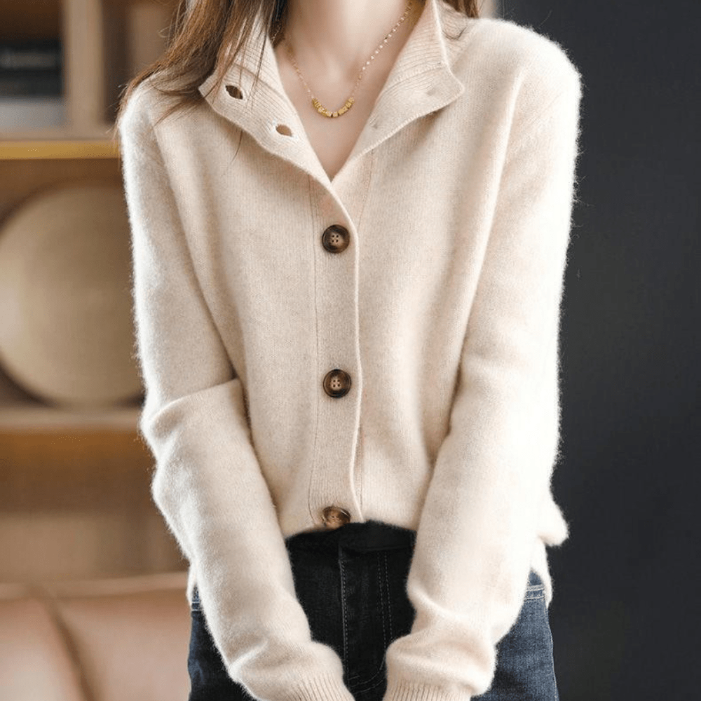 Elegant strikket cardigan med knapper til kvinder
